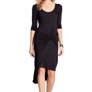 THE VANITY ROOM Nordstrom Rack Black Asymmetrical Tie Front Bodycon Dress- Small
